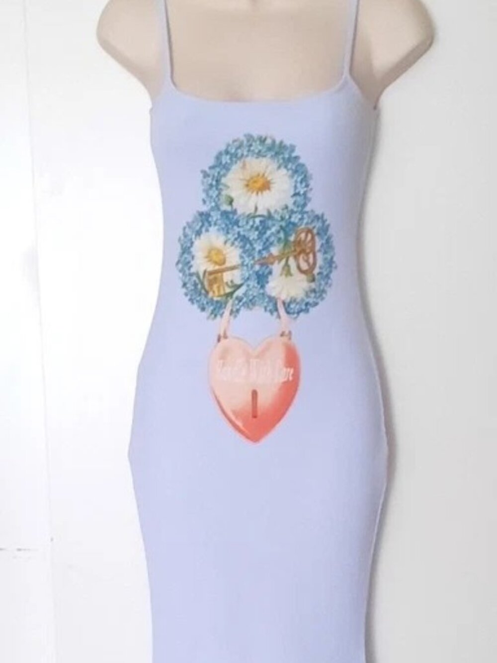 Boys Lie Locked In Rib Maxi Dress Maxi Light Blue Size M NWT - Picture 2 of 13